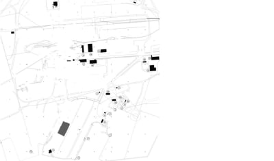 Karta över byggnaderna som blir kvar efter rivningen, fabriksområdet i Koverhar.