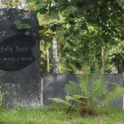 Alvar Aallon äidin Selly Aallon hautakivi Jyväskylän Vanhalla hautausmaalla.