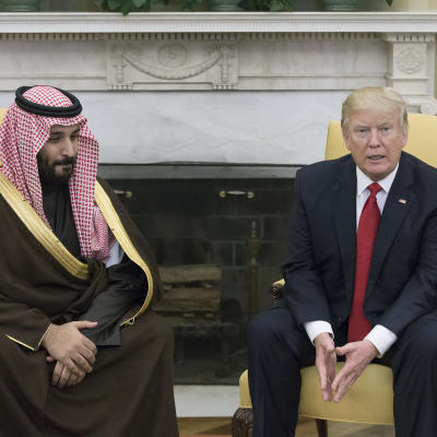 Yhdysvaltain presidentti Donald Trump ja Mohammed bin Salman Valkoisessa talossa.