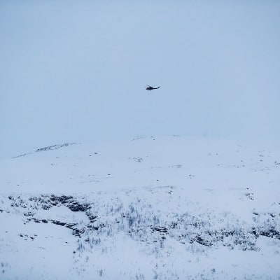 Puolustusvoimien helikopteri etsii kadonneita laskettelijoita Pohjois-Norjassa.