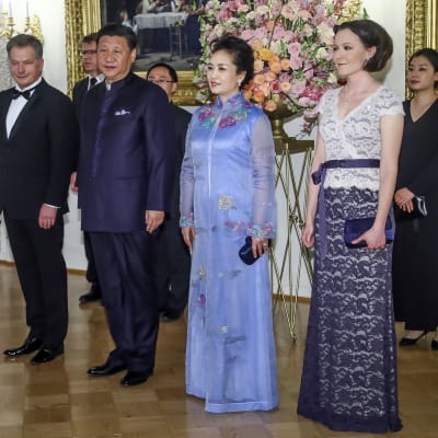 Suomen ja Kiinan presidentit puolisoineen tapasivat Helsingissä huhtikuussa 2017. 