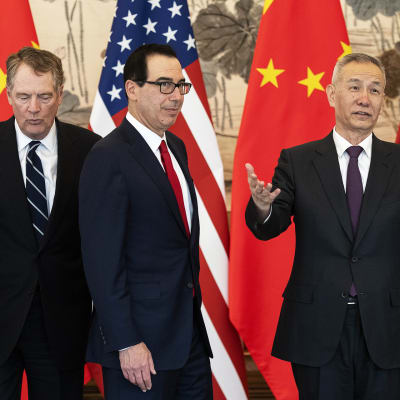 Kiinan ja Yhdysvaltain pääneuvottelijat Liu He ja Steven Mnuchin