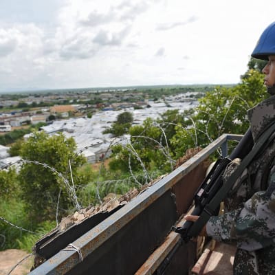 Kiinalainen YK:n rauhanturvaaja Etelä-Sudanin Jubassa 10. elokuuta.