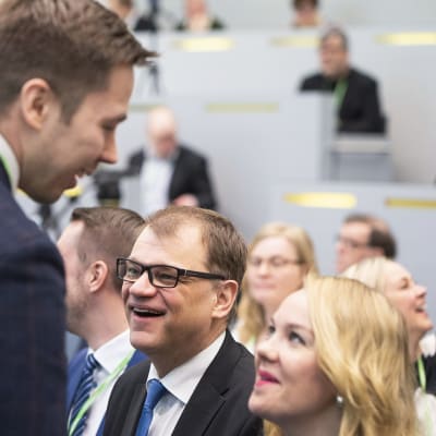 Keskustan puheenjohtaja Juha Sipilä keskustan puoluevaltuuston vuosikokouksessa Lahdessa lauantaina 21. huhtikuuta