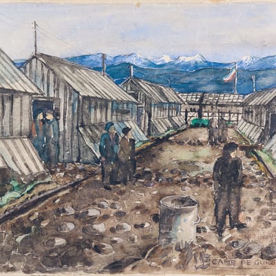 Leo Breuer:  Pfad zwischen den Baracken / Path between the Barracks (1941)