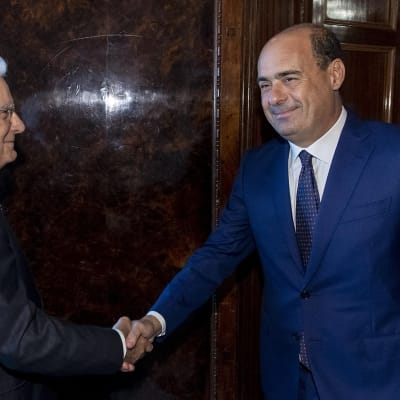 Italian presidentti Sergio Mattarella ja Demokraattisen puolueen puheenjohtaja Nicola Zingaretti.
