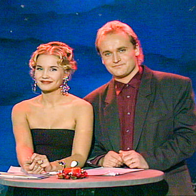 Erotico-tico ohjelma vuonna 1992. Juontajina Marjukka Karttunen ja Janne Porkka.