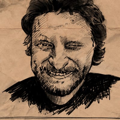 Tecknat porträtt på Johan Ulander