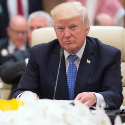 Donald Trump i Saudirarabien inför sitt tal till ledare från ett 50-tal muslimska länder 21.5.2017
