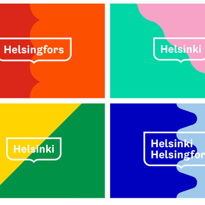 Exempel på Helsingfors stads nya visuella identitet.