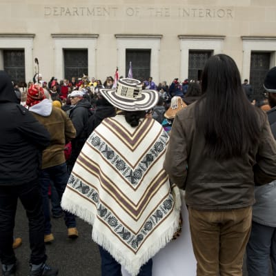 Amerikan alkuperäisväestöön kuuluvien marssi järjestettiin Washingtonissa 18. tammikuuta 2019.