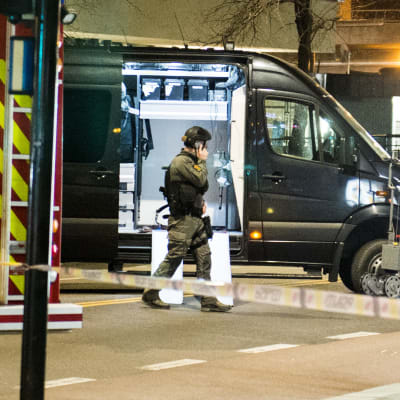 Polisens bombrobot i centrala Oslo den 8 april 2017.
