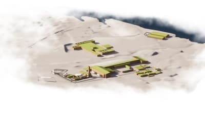 En bild som visar hur Blastrs väte- och stålfabrik i Ingå kunde se ut. 