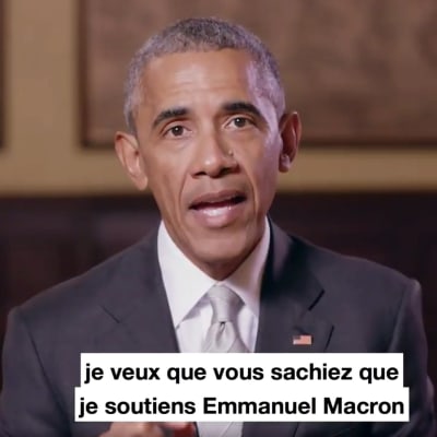 USA:s förre president Barack Obama uppmanade i en video som publicerades den 4 maj 2017 fransmännen att rösta på Emmanuel Macron i det franska presidentvalet 2017.
