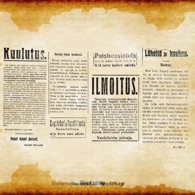 Sanomalehdistä poimittuja ilmoituksia toukokuulta ja heinäkuulta 1918