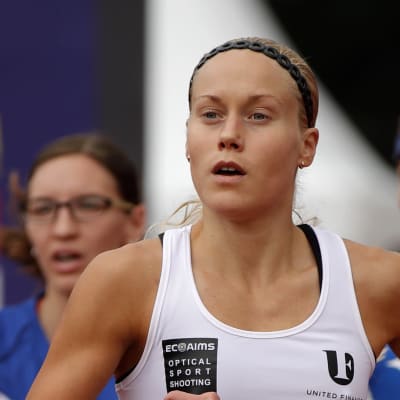 Laura Salminen löper i VM i modern femkamp i Mexico 2018.