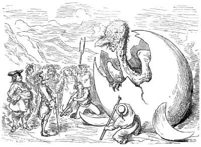 Illustration från boken om baron von Munchhausen.