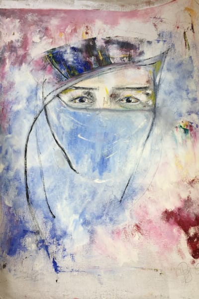 Barbara Savolainens oljemålning av en kvinna i slöja 