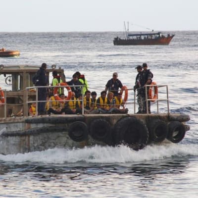 Flyktingar på en båt påväg till Australien.