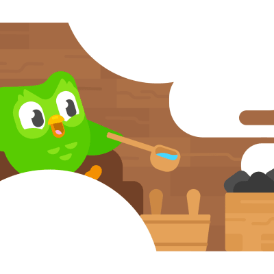 Duolingo bird in the sauna