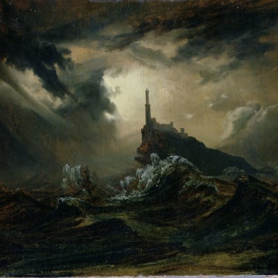 Carl Blechen: Sturmische See mit Leuchtturm