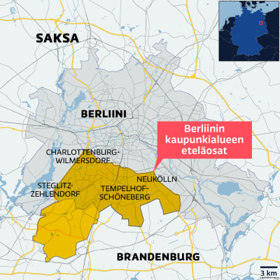 Berliinin kaupunkialueen eteläosat.