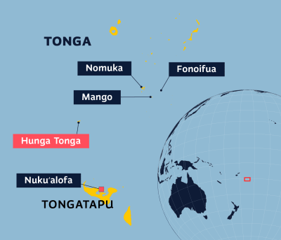 Ögruppen Tonga på kartan.