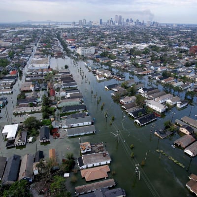 Översvämning i New Orleans efter orkanen Katrina.