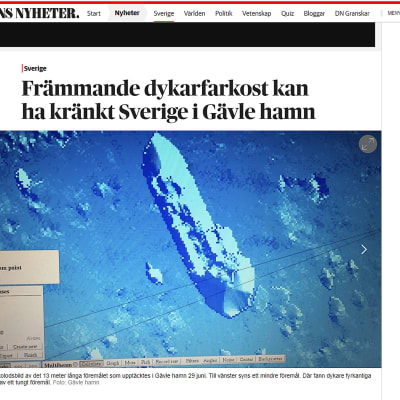 Kuvakaappaus sanomalehti Dagens Nyheterin kotisivulta.