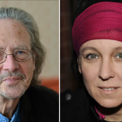 Fotomontage. Nobelpristagarna i litteratur, åren 2018 och 2019. 