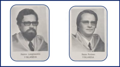 Seppo Langinvainio ja Seppo Rotinen vuoden 1973 Navarran yliopiston promootiojulisteessa.