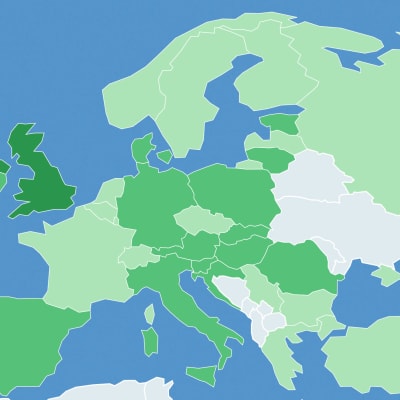 Vaccinationkartan över Europa. 