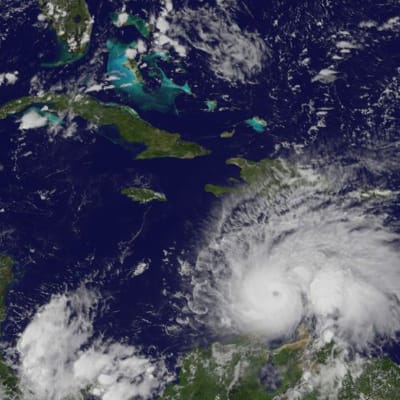 Sattelitbild på orkanen Matthew (2016) påväg mot Jamaica