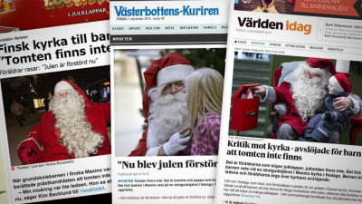 Bild på jultmten i vitt skägg och röda kläder i svenska medier.