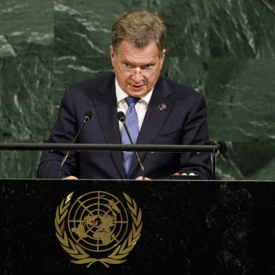 Niinistö puhuu YK:ssa 20. syyskuuta 2017.