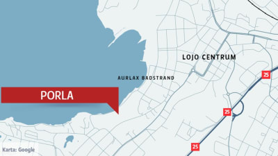 En karta som visar var Porla ligger i Lojo.