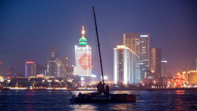 Ericsson 3 anländer sent till Qingdao i Ocean Race 2008/2009.