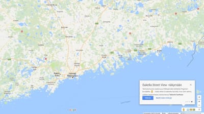 Vy i Google Maps över Helsingfors.