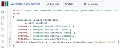 Wikidata, screenshot med information och koder