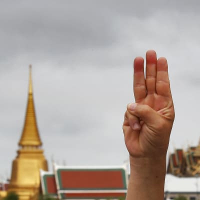 Bild på hand som håller upp tre fingrar.