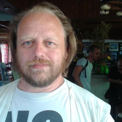 Wellu Koivosto, finländare som deltar i Ship to Gaza-manifestationen.