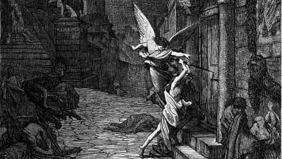 en dödens ängel som tar folk - symboliserar pesten under medeltiden