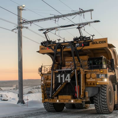 Bolidenin Sähkökäyttöinen kaivoskuorma-auto Aitikin kaivoksella Ruotsissa.