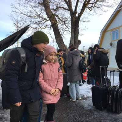 Nyanlända flyktingar från Ukraina i Pargas 2022. 