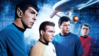 Kapten Kirk och hans besättning från TV-serien Star Trek.