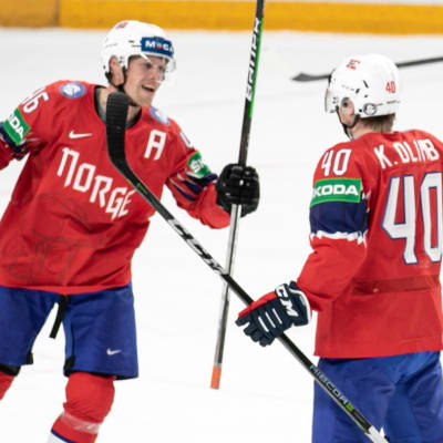 Norge firar mål i ishockey-VM.