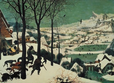 Metsästäjiä talvimaisemassa (Tammikuu sarjasta Vuodenajat, 1565)