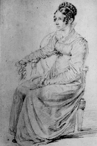 Ludwig Emil Grimms porträtt av Dorothea "Dortchen" Wild från 1815.