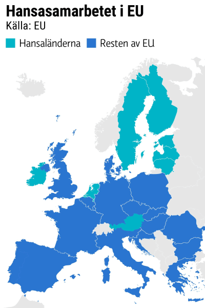 Karta över EU och Hansaländerna