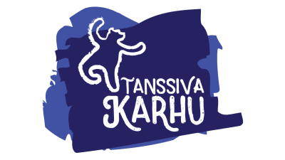 Tanssiva karhu -runopalkinnon logo, jossa karhu tanssii sinisellä pohjalla